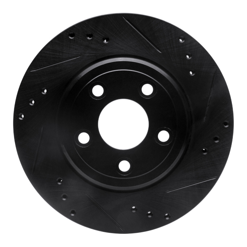 Ford Thunderbird Brake Rotor (1) - Rear Right - R1 Concepts - Drilled & Slotted - Black - `00-`06